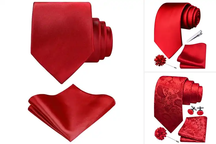 Detailed view of Best Red Tie Sets For Men: Elevate Your Style Instantly