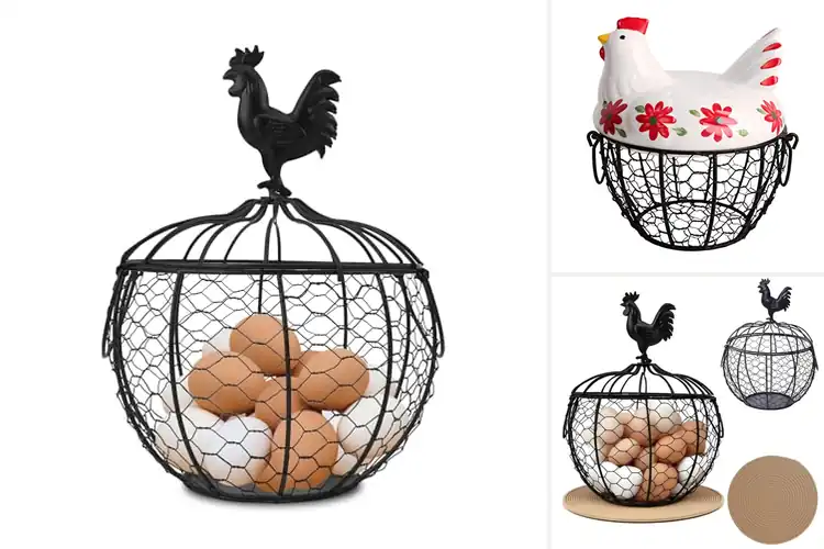 Detailed view of Best Rooster Lid Decor Egg Baskets