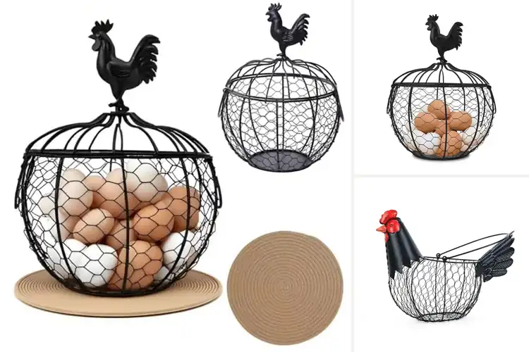 Detailed view of Best Rooster Lid Egg Basket Display