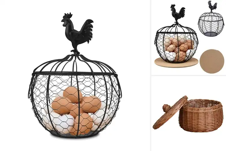 Detailed view of Best Rooster Lid Egg Baskets: Rustic Charm for Your Kitchen
